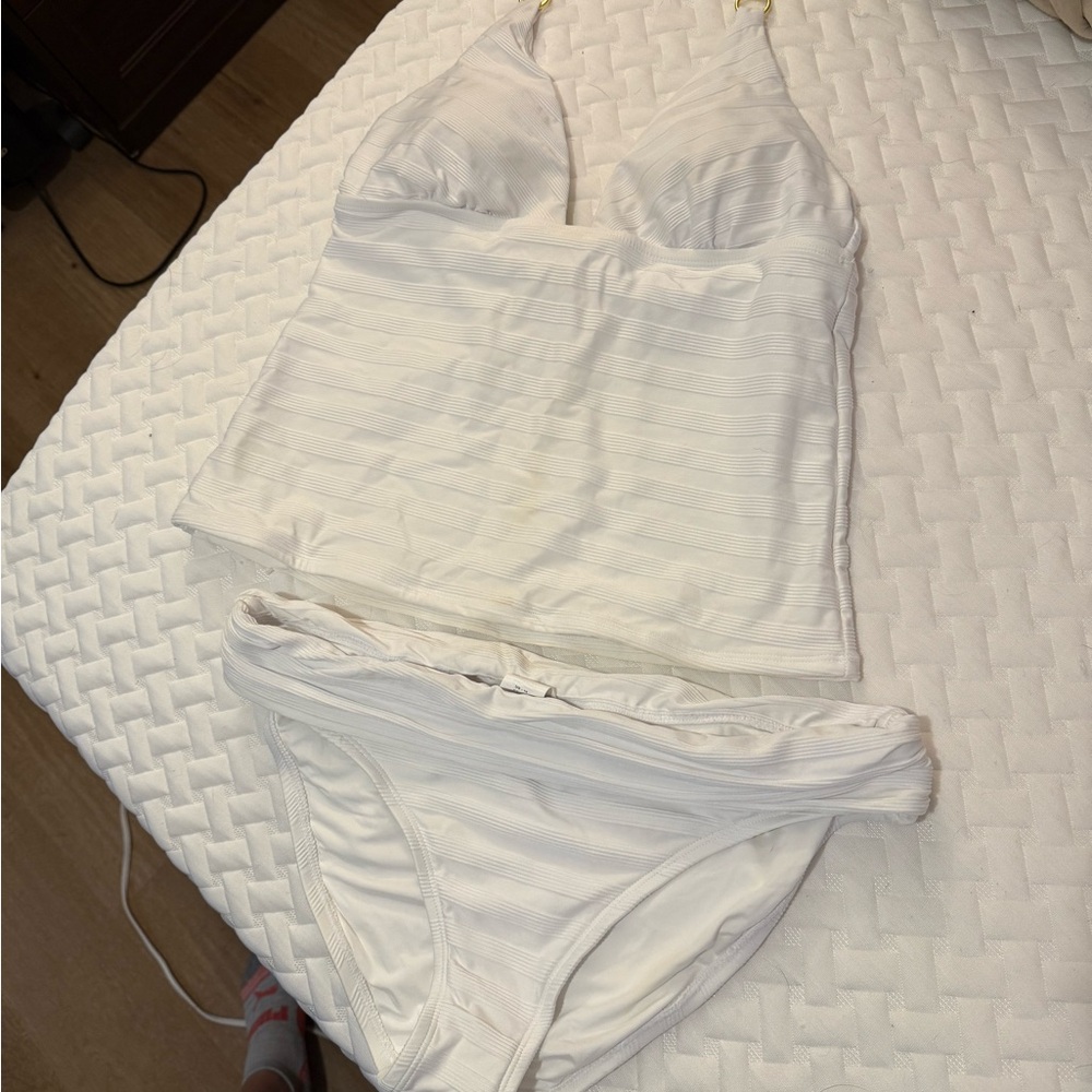 La Blanca White Halter Tankini Set (8/10)
